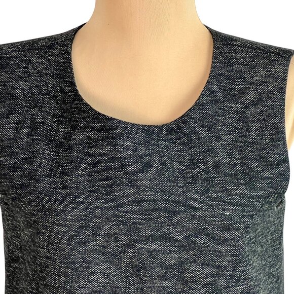 Theory Tweed Shift Dress Size 8 Charcoal Marled Virgin Wool Blend Neutral Muted - Picture 3 of 9